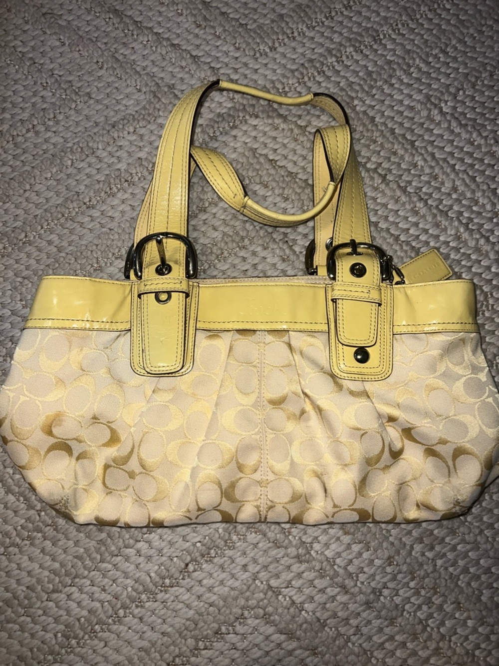 COACH Yellow Signature Jacquard Shoulder Bag